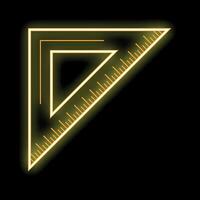 Glowing neon ruler forming right angle triangle vector