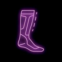 Neon compression sock glowing on dark background vector
