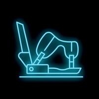 Neon snowboard binding shining in the dark vector