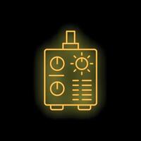 Neon icon of inverter welding machine showing control panel vector