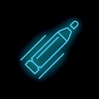 Neon marker pen drawing three lines on dark background vector