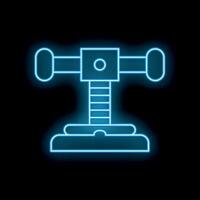 Glowing neon line kid playground slide on the ground icon isolated on black background vector illustration