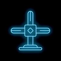 Neon blue glowing signboard with arrows pointing in different directions on a black background vector