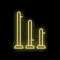 Neon yellow icon of queue barriers glowing on black background vector