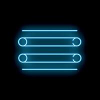 Blue neon menu icon with horizontal lines for restaurant and bar vector