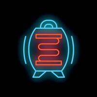 Neon sign representing a water heater with visible heating element on black background vector