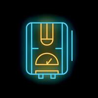 Neon icon of gas water heater with temperature control displaying heating water process vector