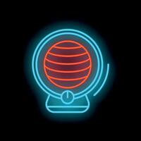 Neon icon of a fan heater warming a room with artificial intelligence vector