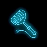 Neon icon of immersion heater boiler heating element with cord plugged into outlet vector