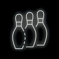 Three bowling pins forming a triangle with a neon effect vector