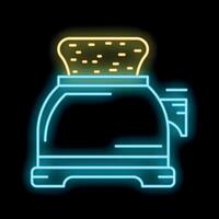Glowing neon line toaster with toast icon isolated on black background. Vector illustration