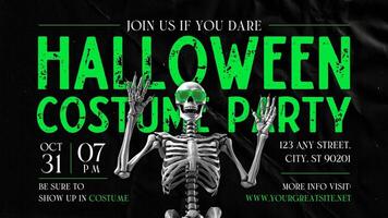 Halloween Costume Party Invitation with Surprise Skeleton for Twitter Post template