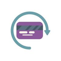 Credit card with clockwise rotating arrow symbolising recurring payment vector