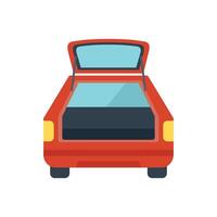 Red car with open trunk, ready for loading luggage vector