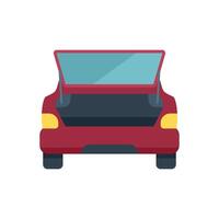 Red car with open trunk isolated on white background vector