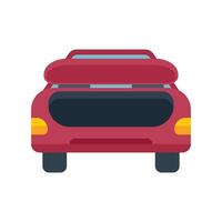 Red car with open empty trunk showing rear view vector