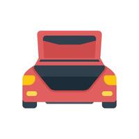 Red car with open trunk parked rear view vector