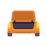 Orange car with open trunk rear view parking isolated illustration vector