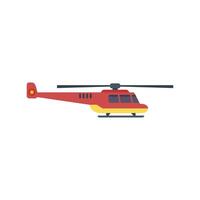 Red helicopter flying in clear sky side view vector