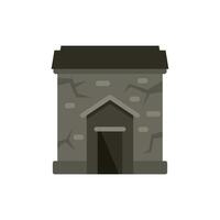 Old stone crypt building standing with cracks on the wall vector