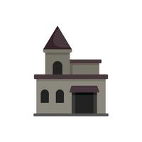 Medieval building with tower and garage door featuring arched entrance vector