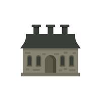 Old stone house with three chimneys standing on white background vector