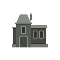 Grey two storey building with attic and chimney facade icon vector