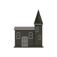 Medieval building with tower featuring arched windows and doorway vector