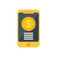 Mobile banking app displaying dollar coin on screen vector
