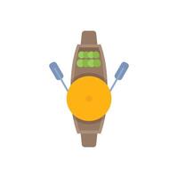 Floating market boat selling fruit top view with umbrella and oars vector