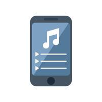 Smartphone displaying music player interface with playlist on blue screen vector