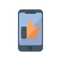 Smartphone showing thumb up like symbol on screen for mobile marketing vector