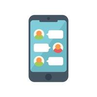 Smartphone with a chat bubbles conversation on its screen vector