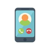 Smartphone showing incoming call from contact person vector