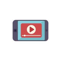 Smartphone showing video player app with play button on screen vector