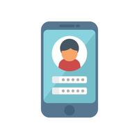 Smartphone showing user profile with password security system vector