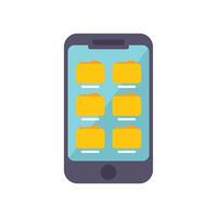 Smartphone showing folders application for managing files vector
