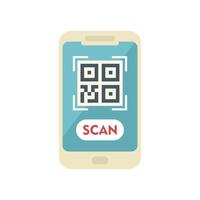 Smartphone scanning qr code on blue screen vector