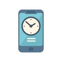 Smartphone displaying clock and menu interface for time management vector