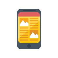 Smartphone displaying news website homepage with image gallery and text content vector