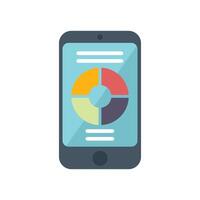Mobile phone showing market analysis with pie chart on screen vector