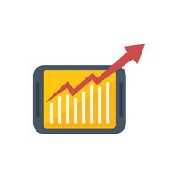 Mobile phone showing growing statistics chart with arrow pointing up vector