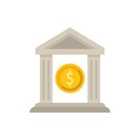Bank building facade with dollar coin inside representing banking services vector