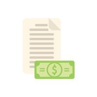 Paper invoice document with lines of text and dollar banknote representing a bill for payment vector