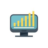 Computer monitor displaying statistical graph showing growth vector