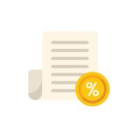 Document with percentage symbol showing interest rate or discount vector