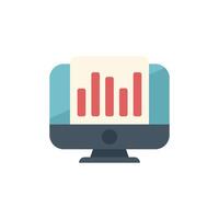 Computer showing statistical business graph on screen vector