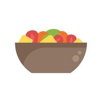 Bowl overflowing with fresh fruit salad in flat design style vector