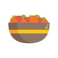 Brown bowl overflowing with strawberries, oranges and grapes vector