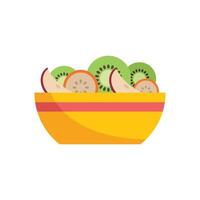Yellow bowl overflowing with sliced fruit salad vector